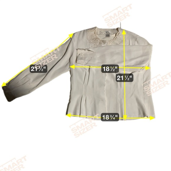 Anne Larson Cream Embellished Button Up, Women's Petite Small, Career Blouse Top - Picture 4 of 8